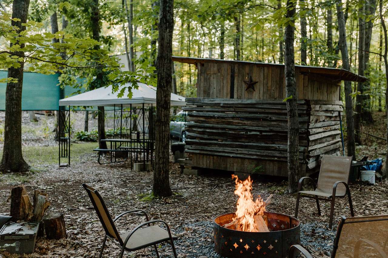 camp from the fire area 