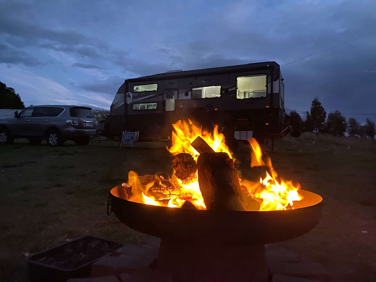 As the evening chilled down....the fire pit 