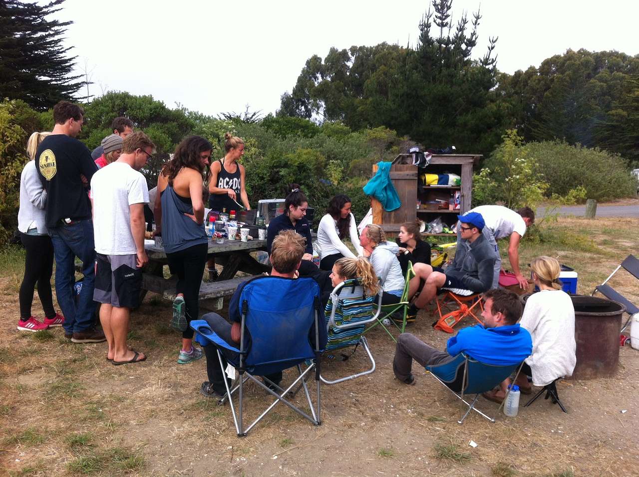 We booked two neighboring campsites for a group trip and it was a blast. Bring lots of chairs to get everyone around the fire. As you can see the "pantry" is spacious, so you don't have to worry about raccoons getting into your food.