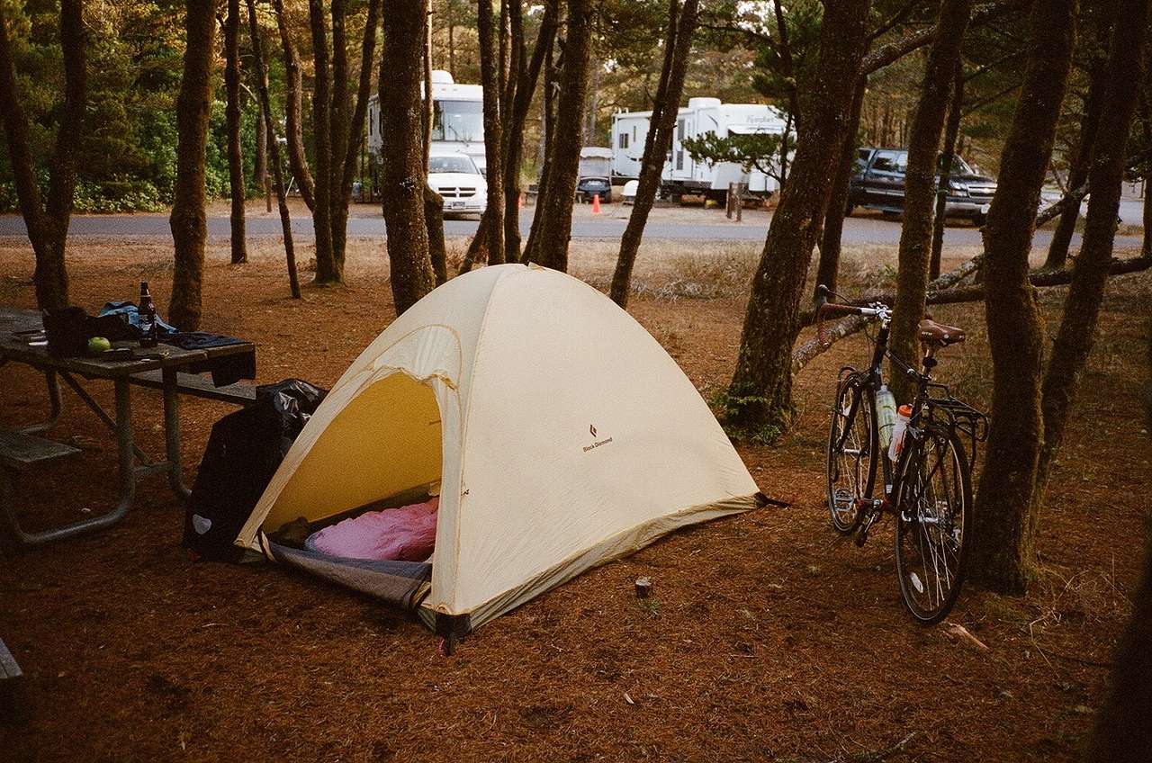 one of the many spots for a tent at the hiker/biker campsite.