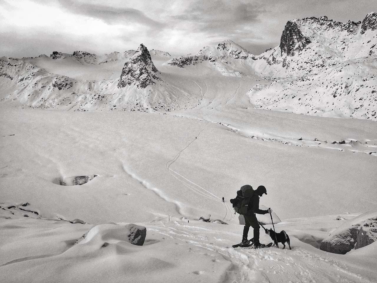 When crossing the Snowbird Glacier, be mindful of the moulins and crevasses!  See the huge moulin to the left of the photo?  Yikes!