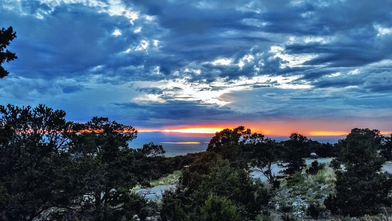 View of the sunset and the coming storm from our awesome campsite!