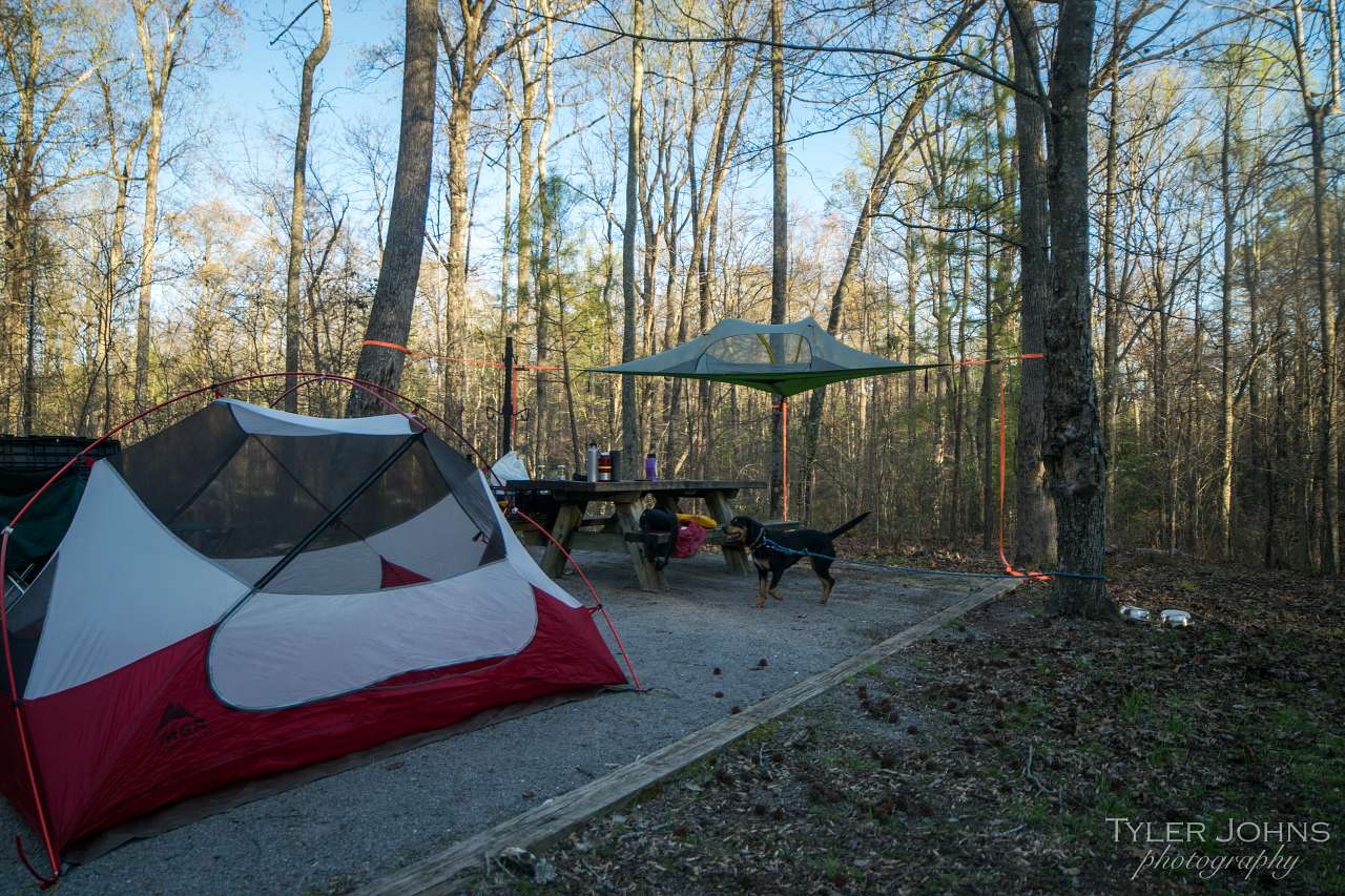 Setting up our site for the night