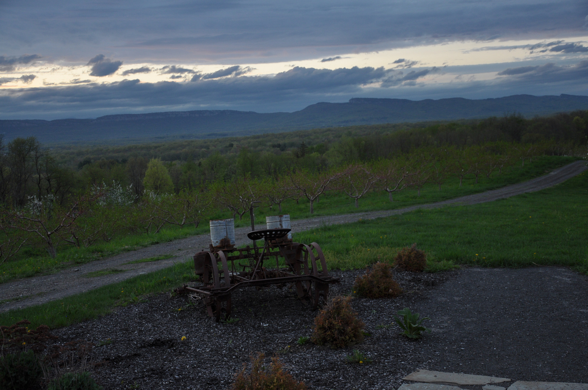 The view from up high. Right before the sun drops behind the scenic mountains.