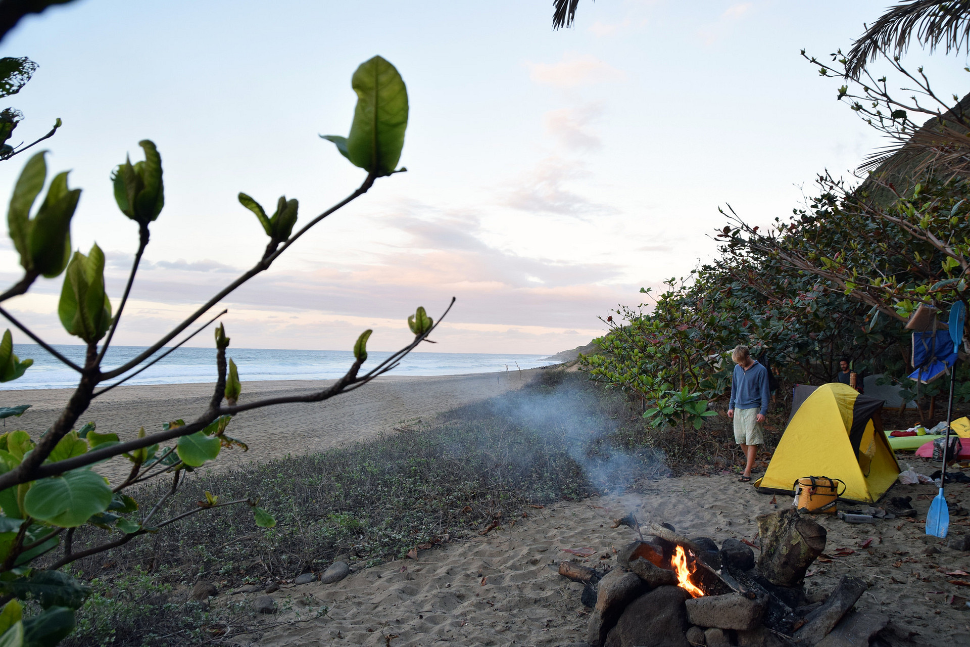 Camping on the beach.