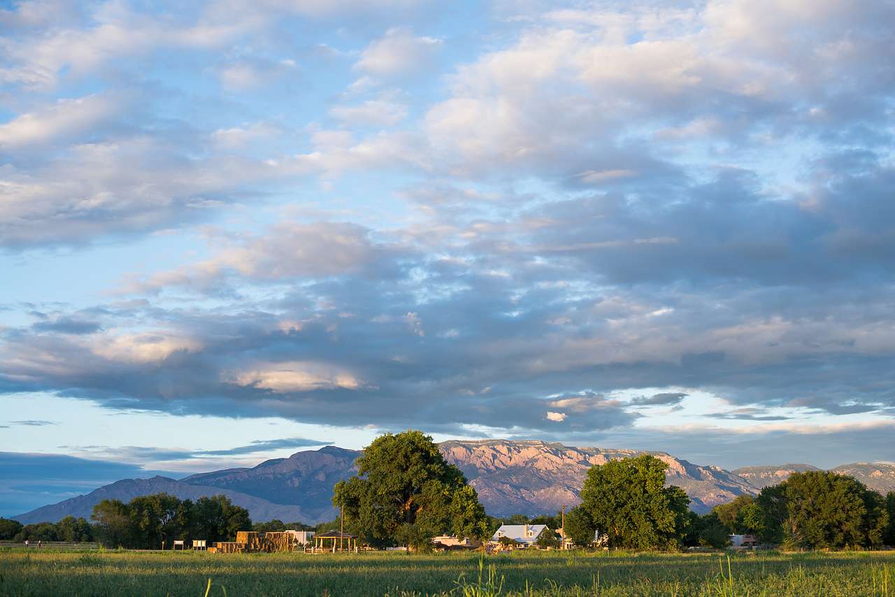 The Sandia Mountains glow as the sun sets every evening.