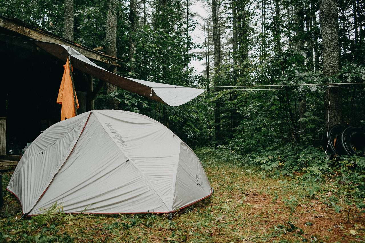 One of the available camping sites. It was raining the day I arrived, so having a shed close to my tent was an excellent addition. 