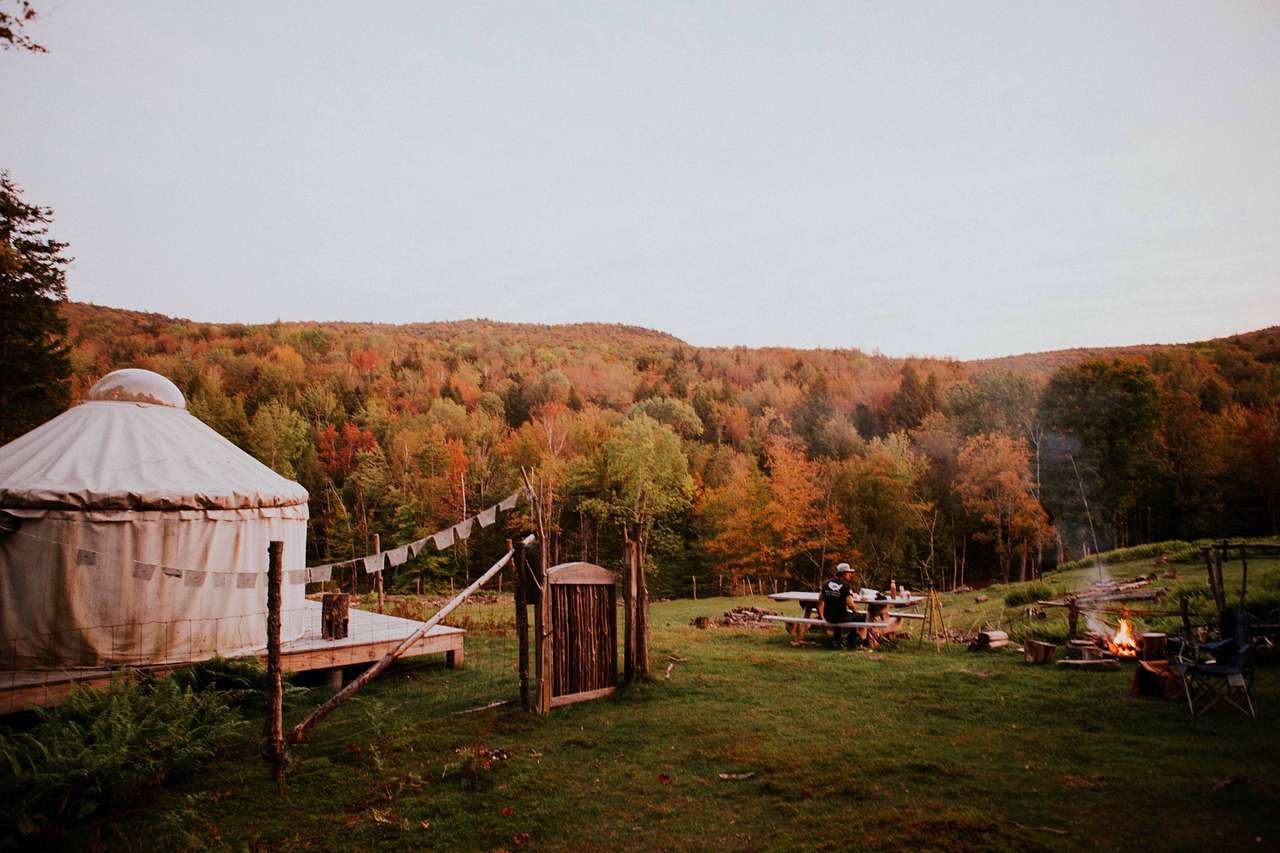 Enjoying the Vermont sunset by the fire. 