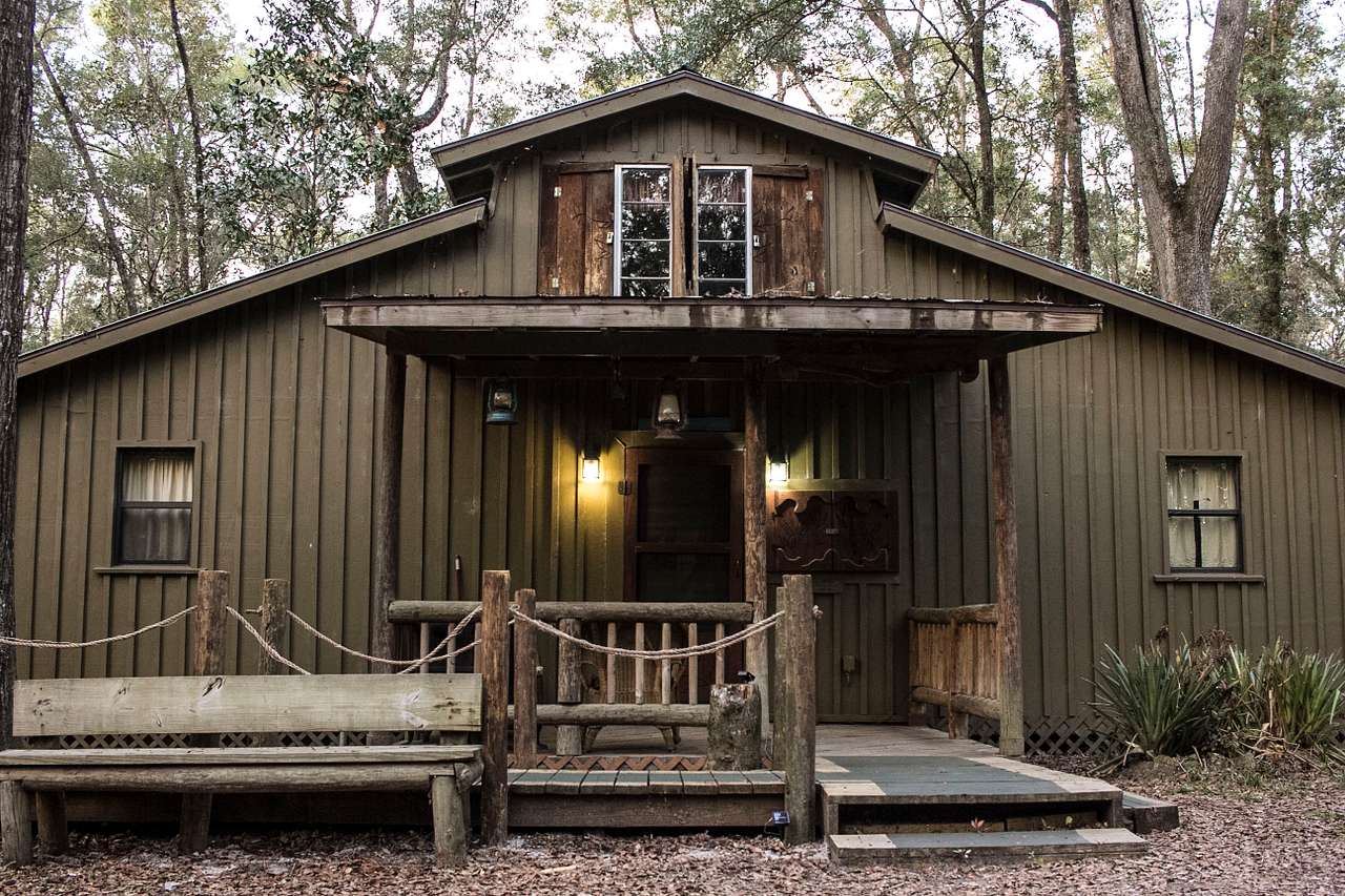 This cabin has a rustic yet nautical vibe.  