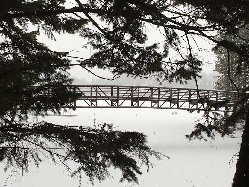 Bridge spanning part of Winchester Lake.