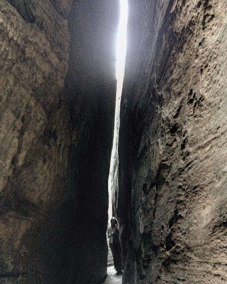 Squeezing through the rocks