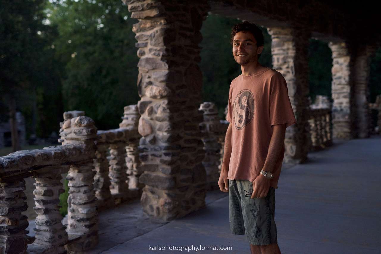 Garrett finding his tao at Gillette castle in Connecticut. 