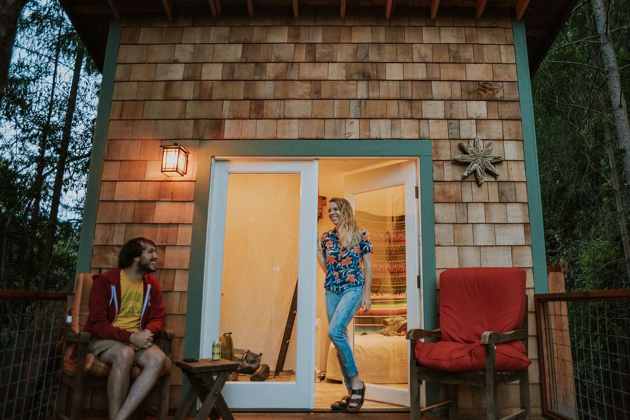 Front porch of the Casita, perfect for enjoying a warm evening in the Santa Cruz mountains. 