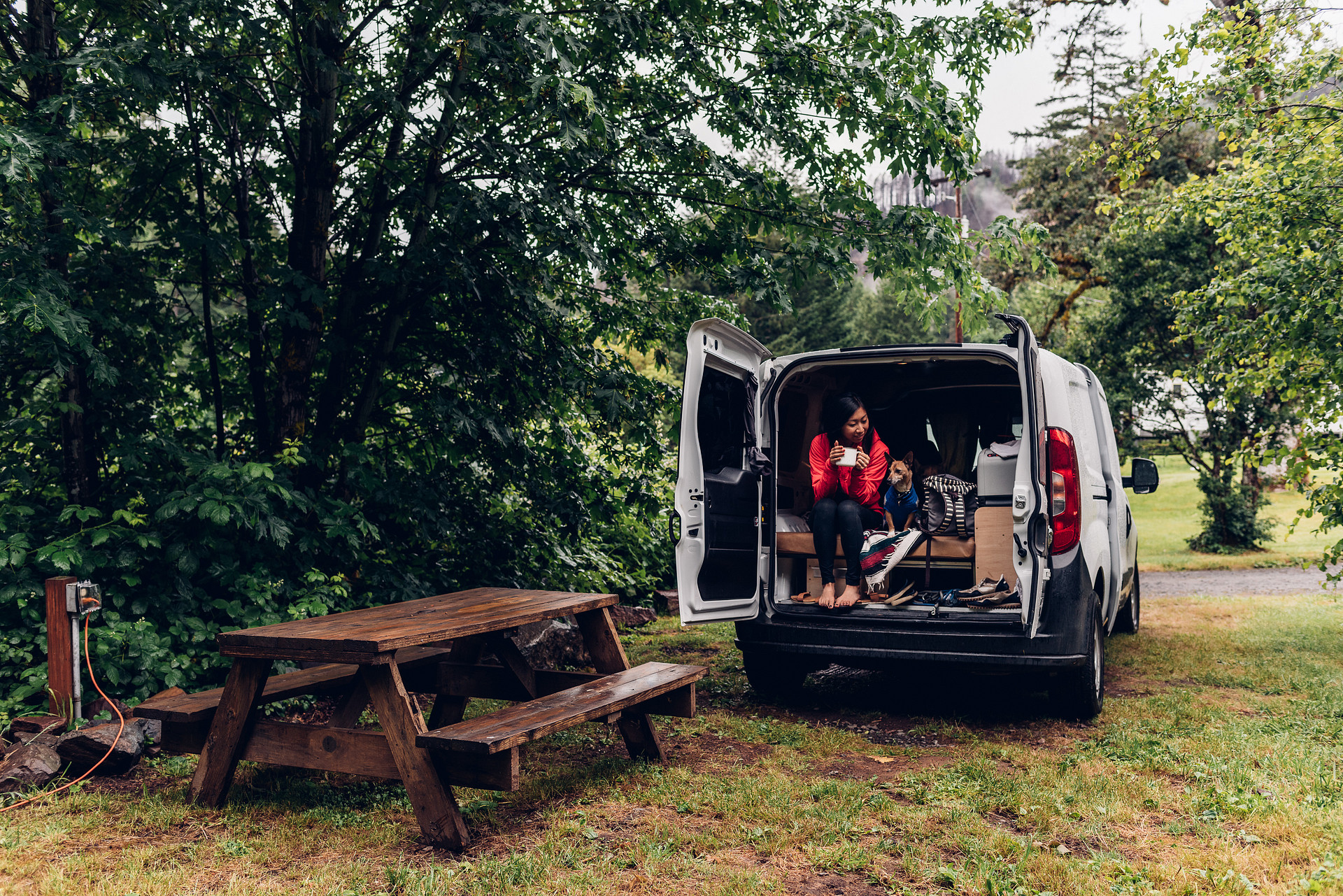 Each of the campsites have a picnic table and electric hookup