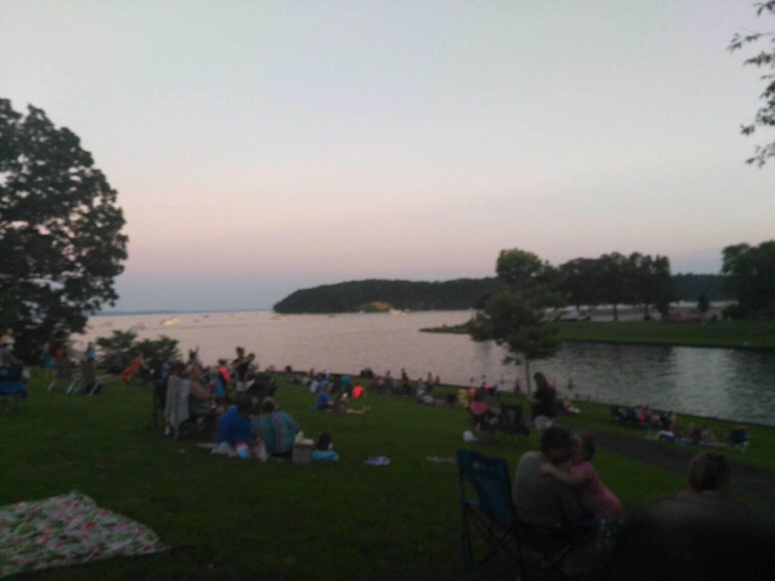 Waiting for the fireworks on the 4th of July.