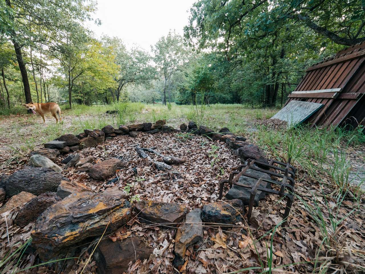 Well defined fire ring right outside the front porch