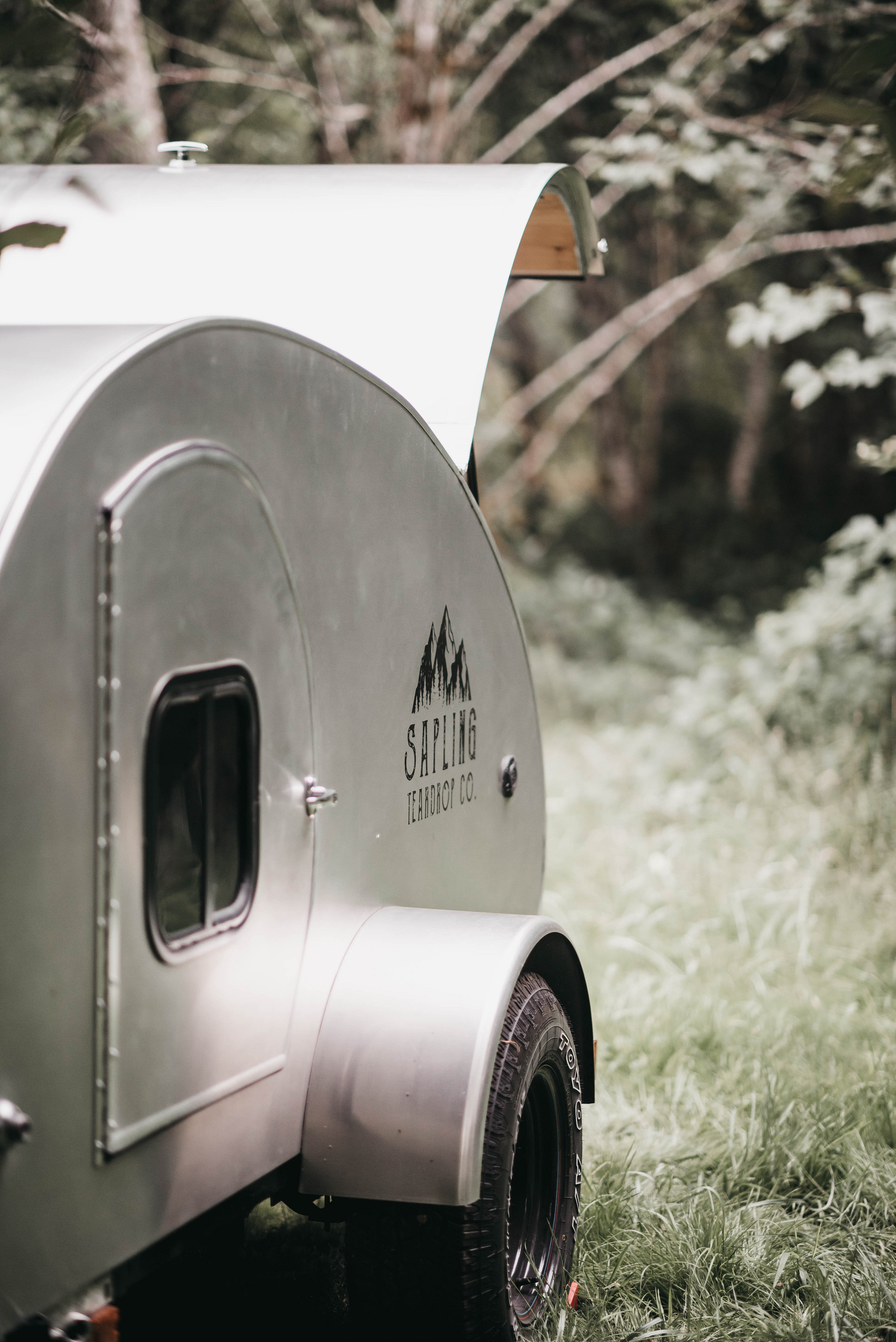 Our teardrop, perfectly set in it's place for the night. 