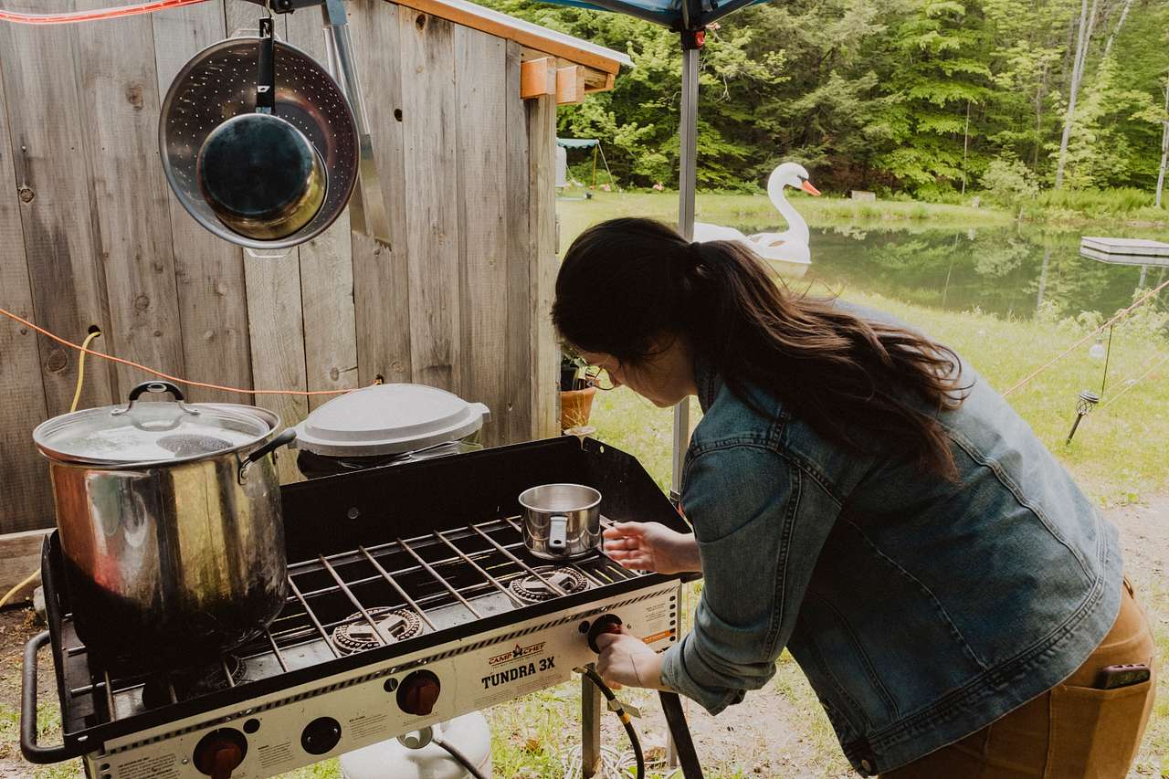 Big outdoor stove. 