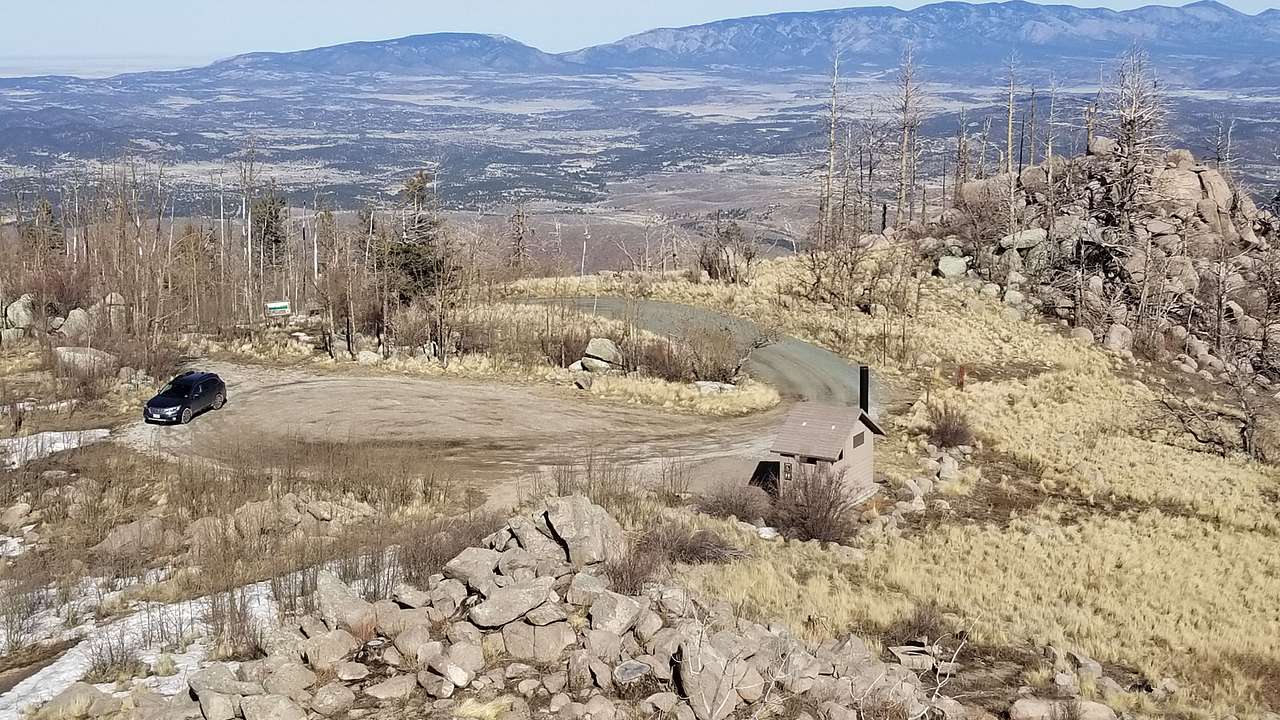 Parking Lot & camp sites at the top