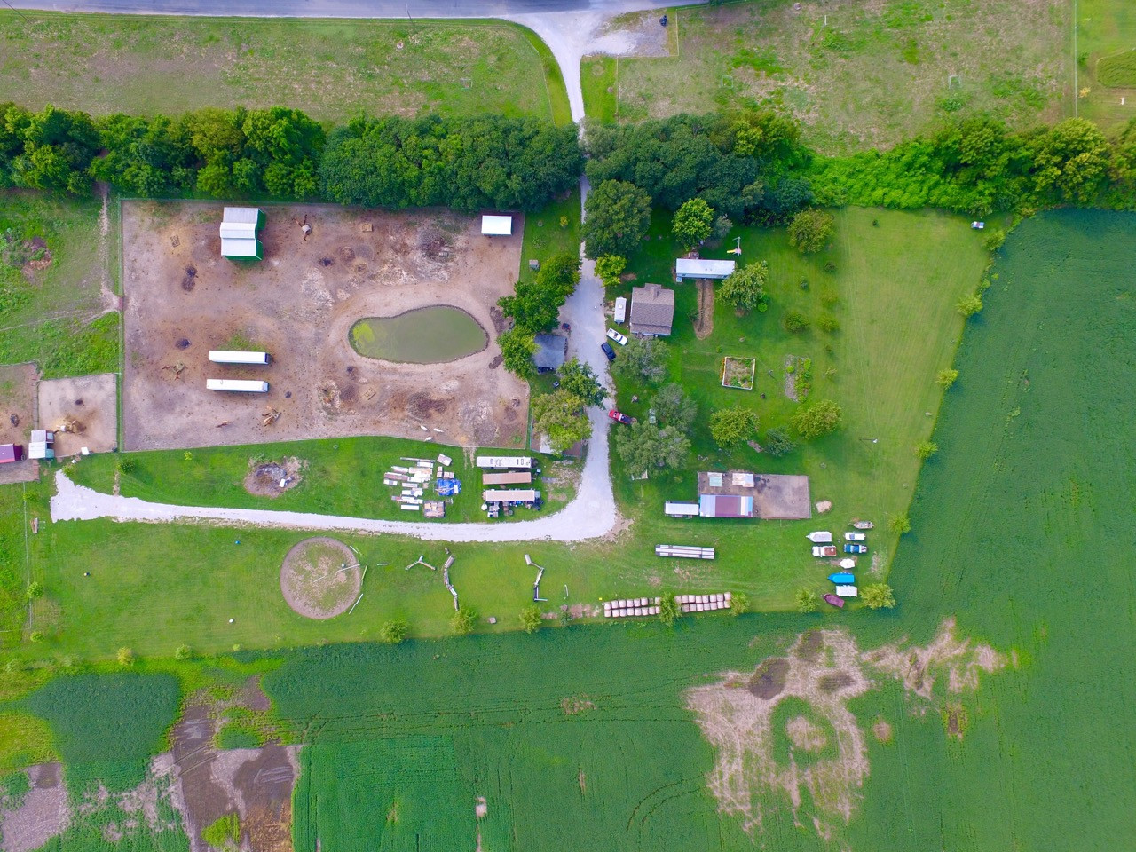 3/4 aerial view of farm