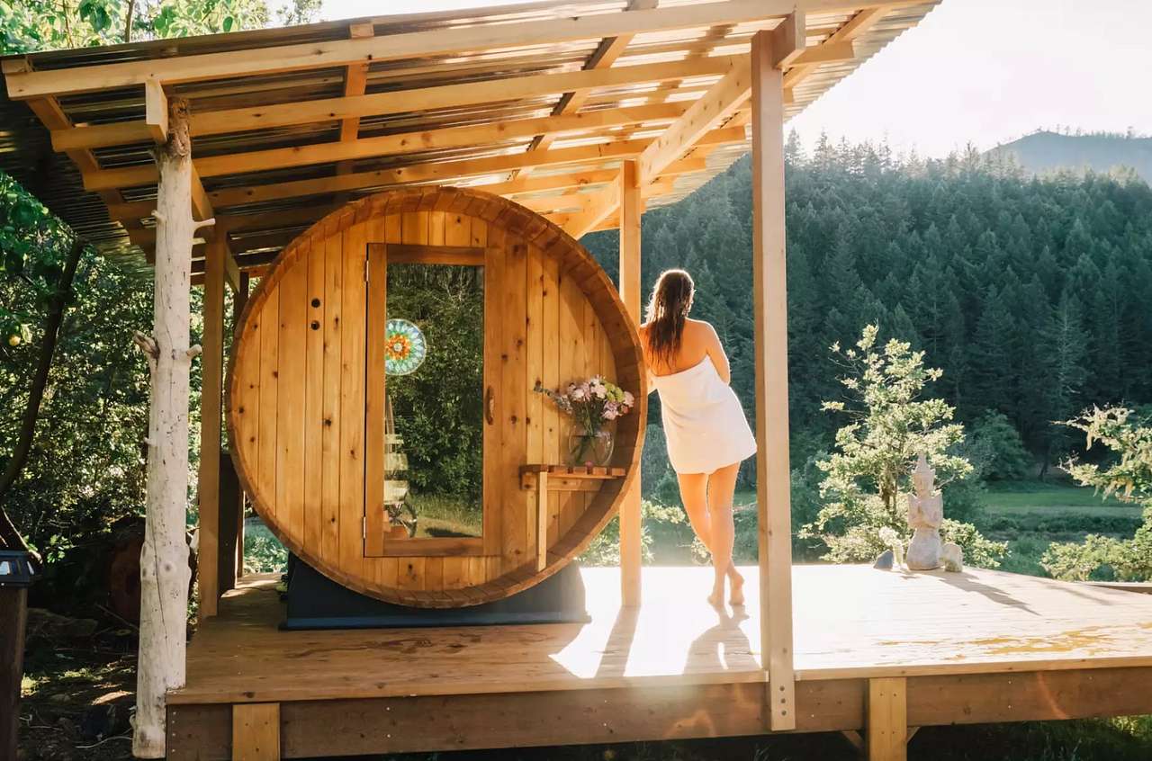 Sauna with a cold river dip right after!