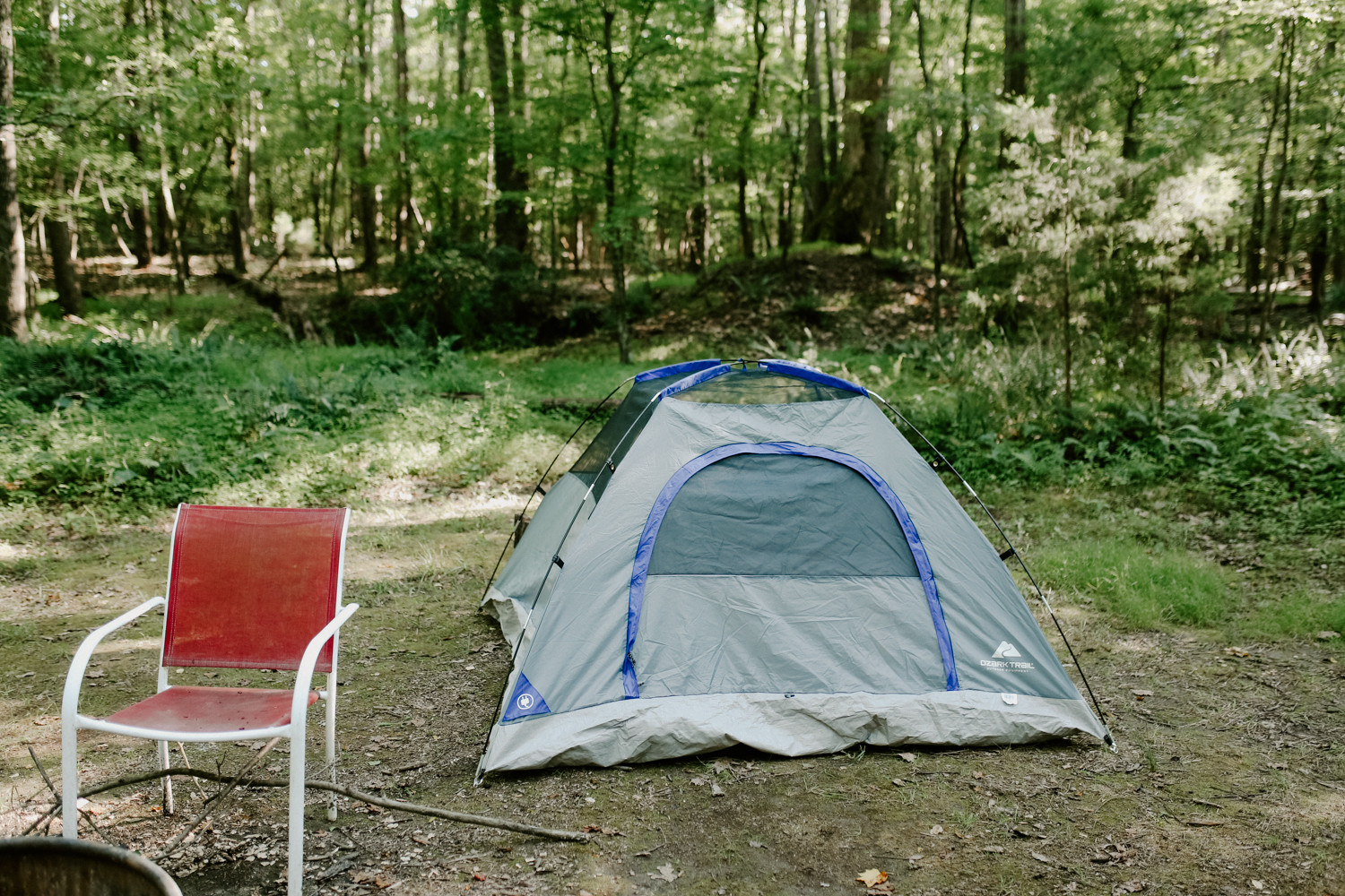 Each campsite was equipped with chairs, a fire pit and trash can