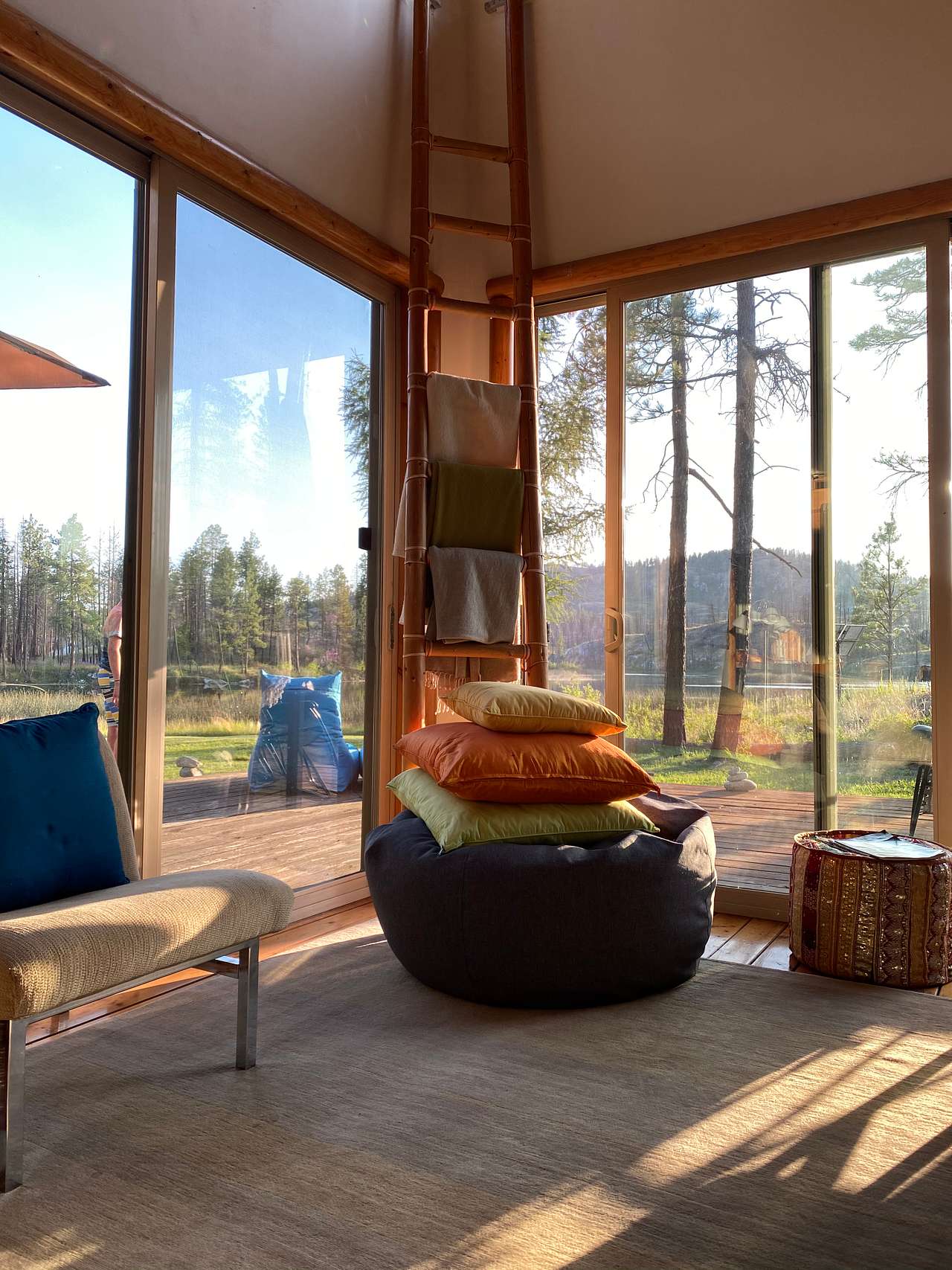 View from the cozy and light-filled living room 