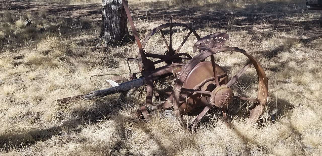 Some old farm equipment that was used in the area.
