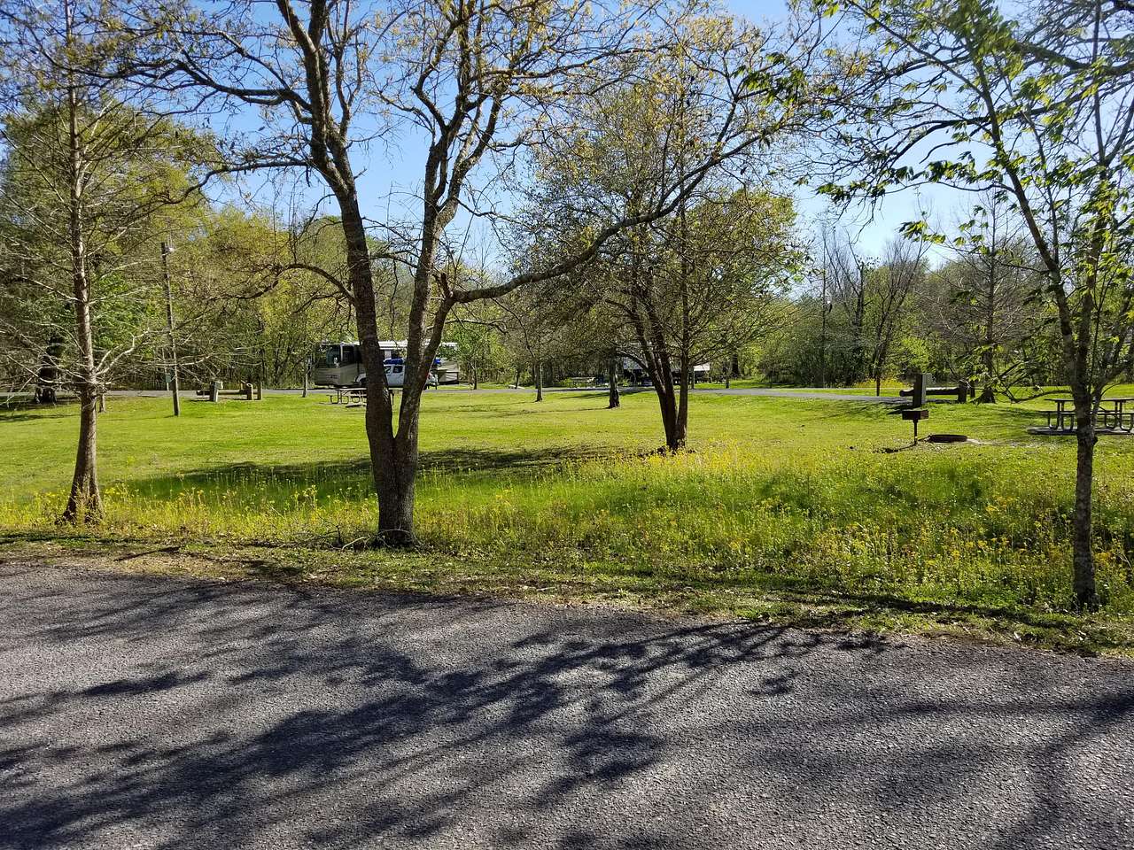 Open grassy area between campsites.