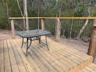 Deck at the back of cabins