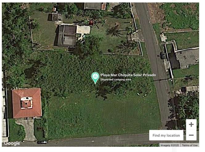 Esta es la vista aérea del solar. 1200 metros para máximo 2 casetas a 5 personas cada una para garantizar distanciamiento social.