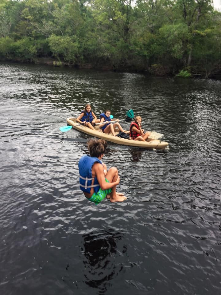 Kayaking and swimming