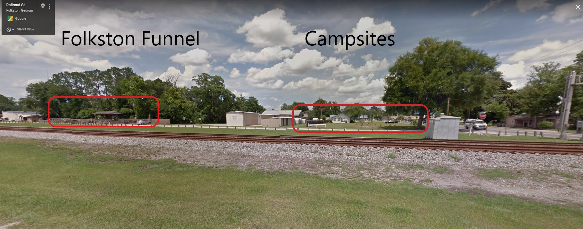 Our sites are adjacent to the Folkston Funnel Railfan Train Viewing Platform - everything in town is within walking distance! 