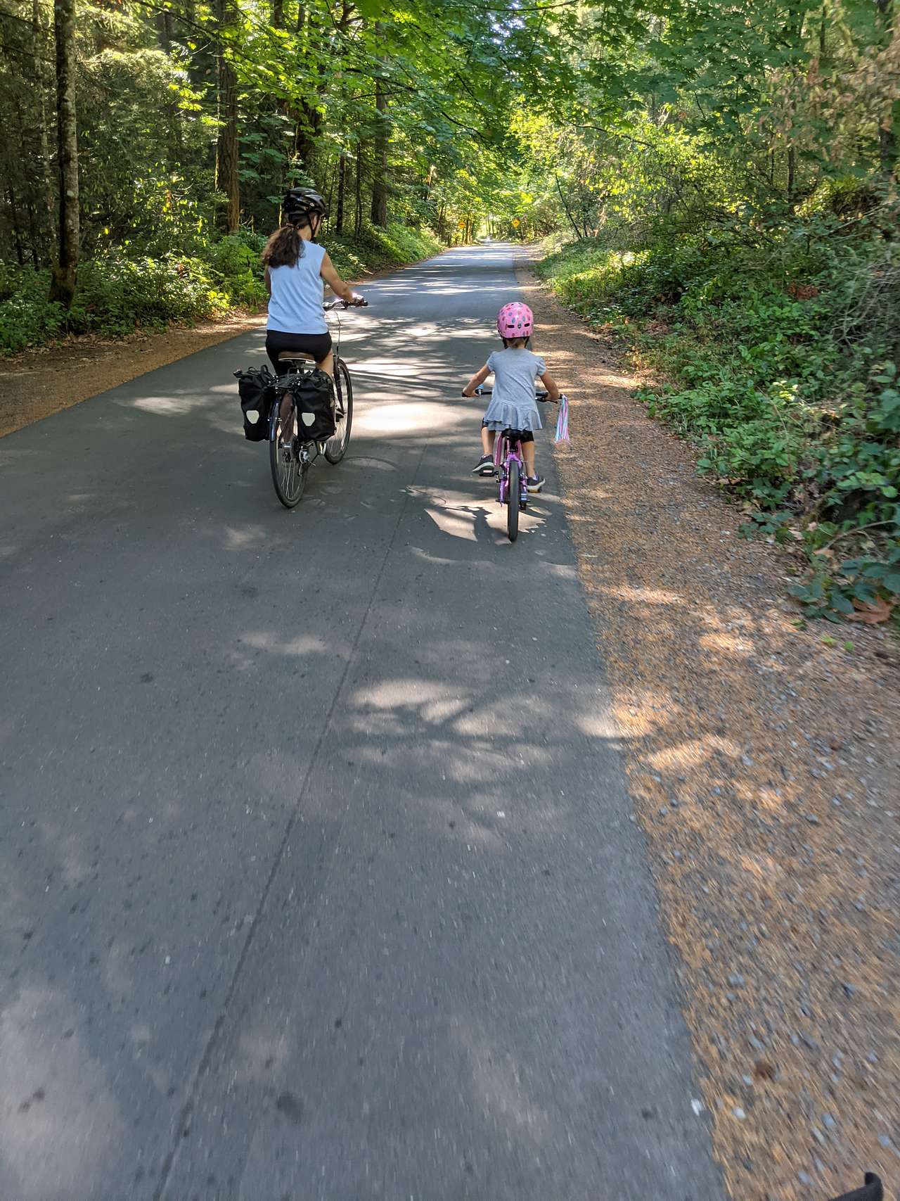 Riding down Bear Hill Rd (in the park) along Elk Lake towards Beaver Lake