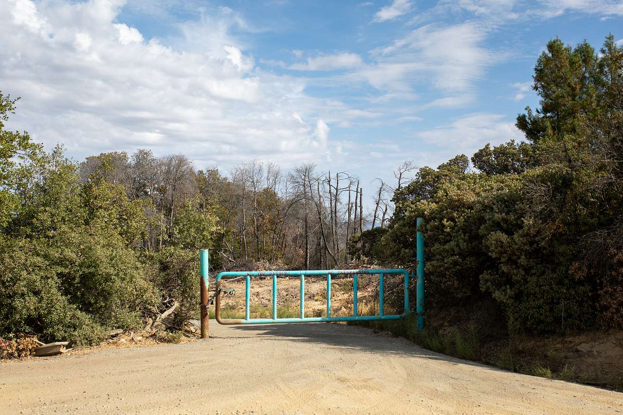 The blue gate you drive through to get to the spot!