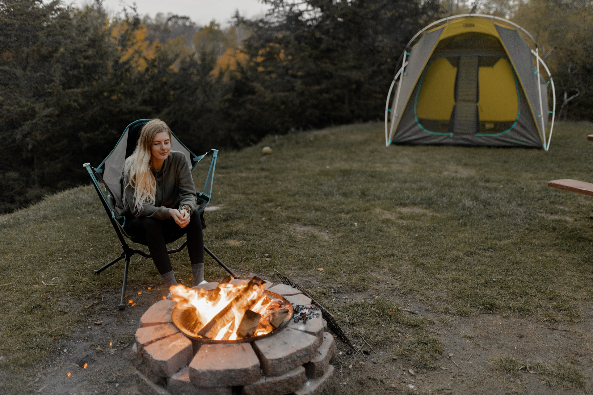 Sitting by the fire for the night