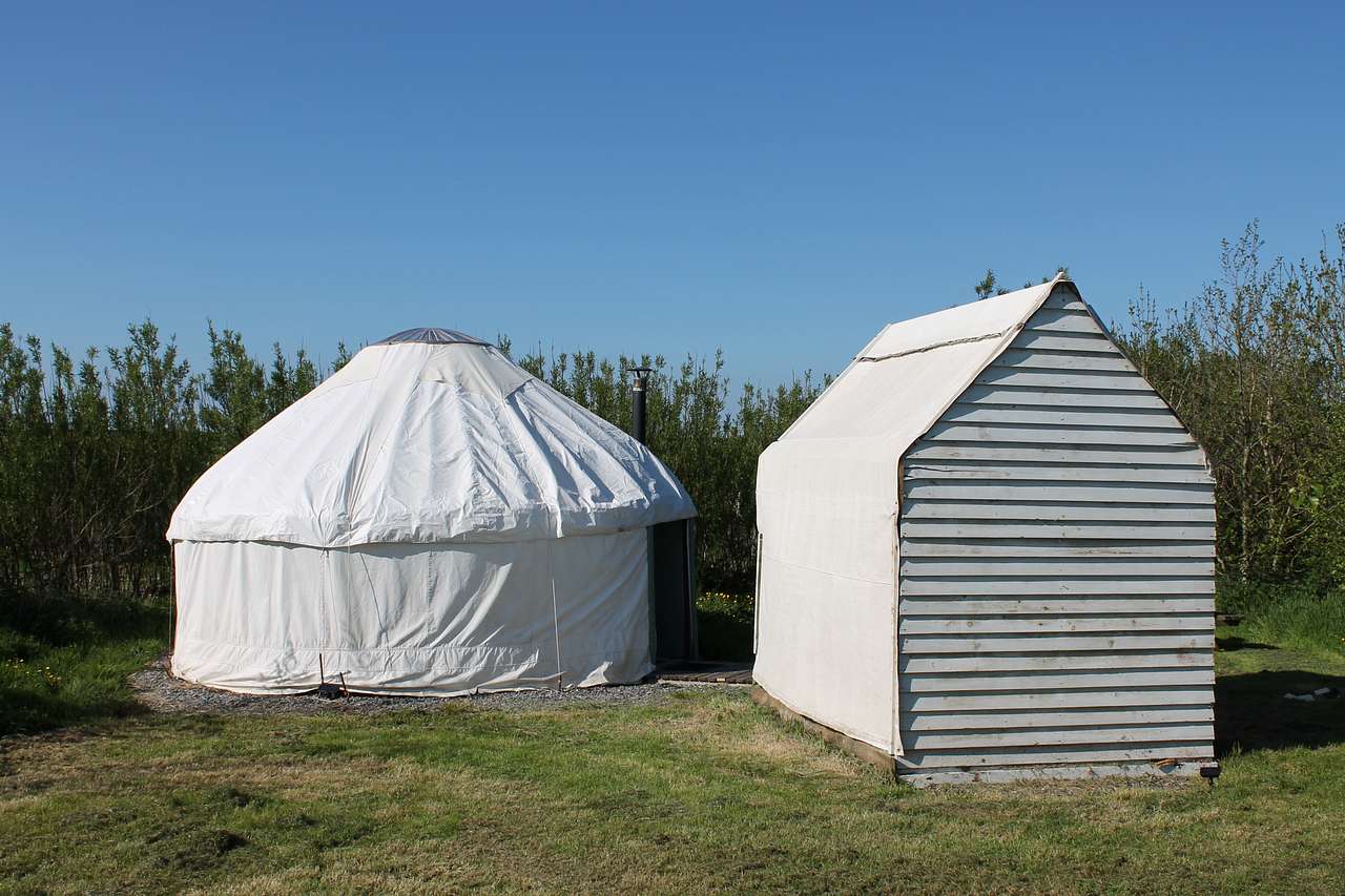 yurt and adjoining camp kitchen