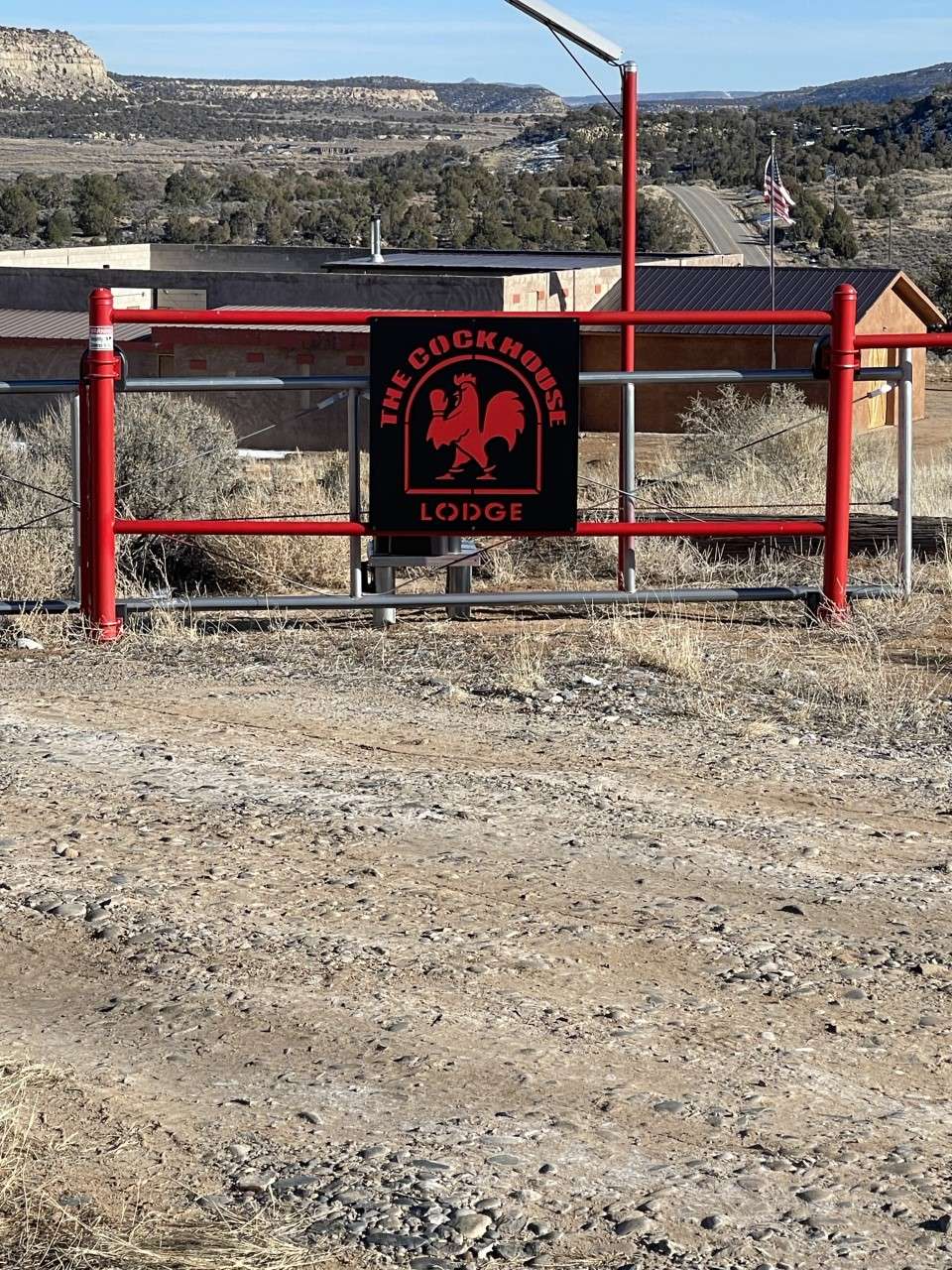 Gated entrance with solar keypad.