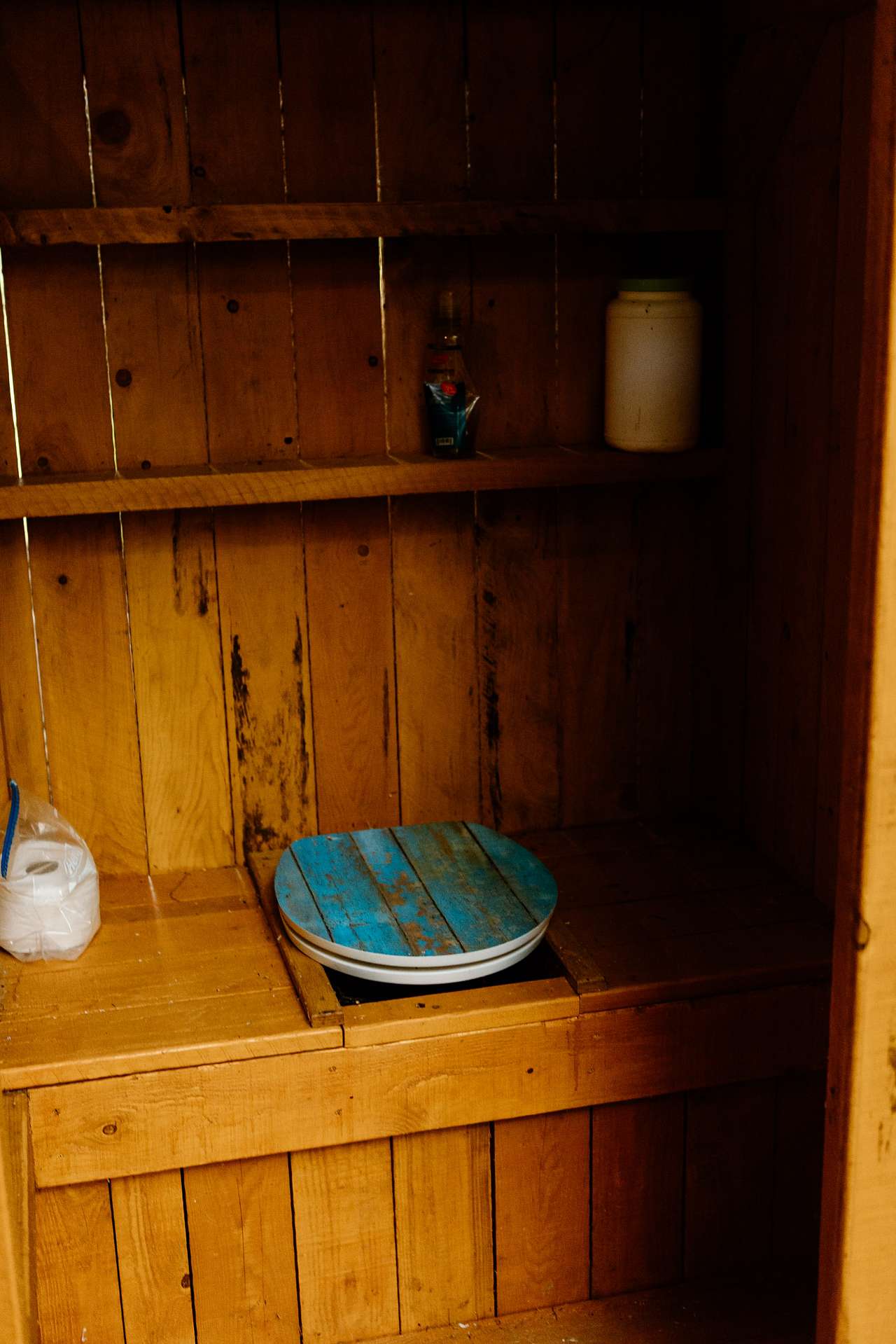 inside the outhouse 