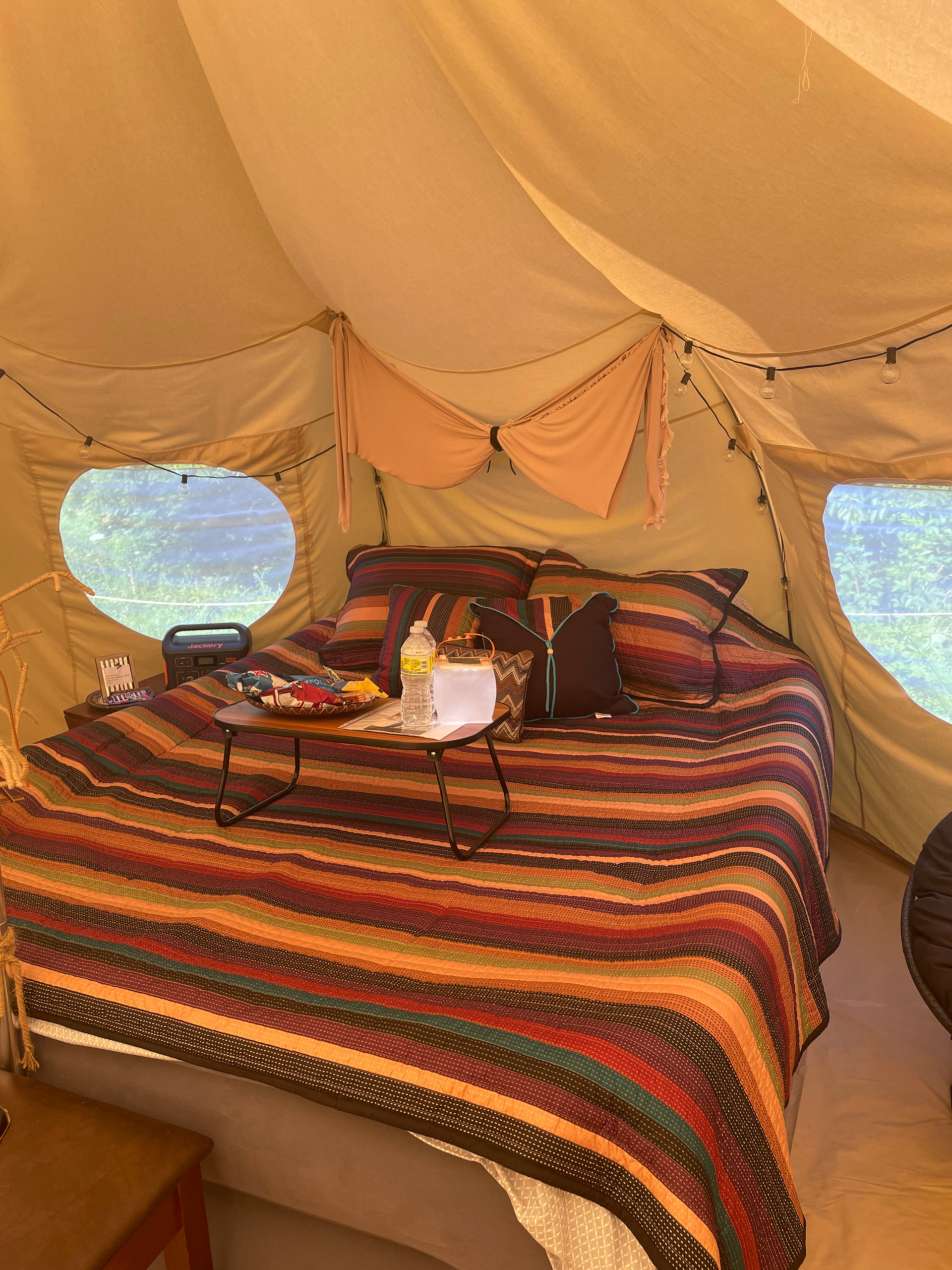 Right when you walk in the tent
