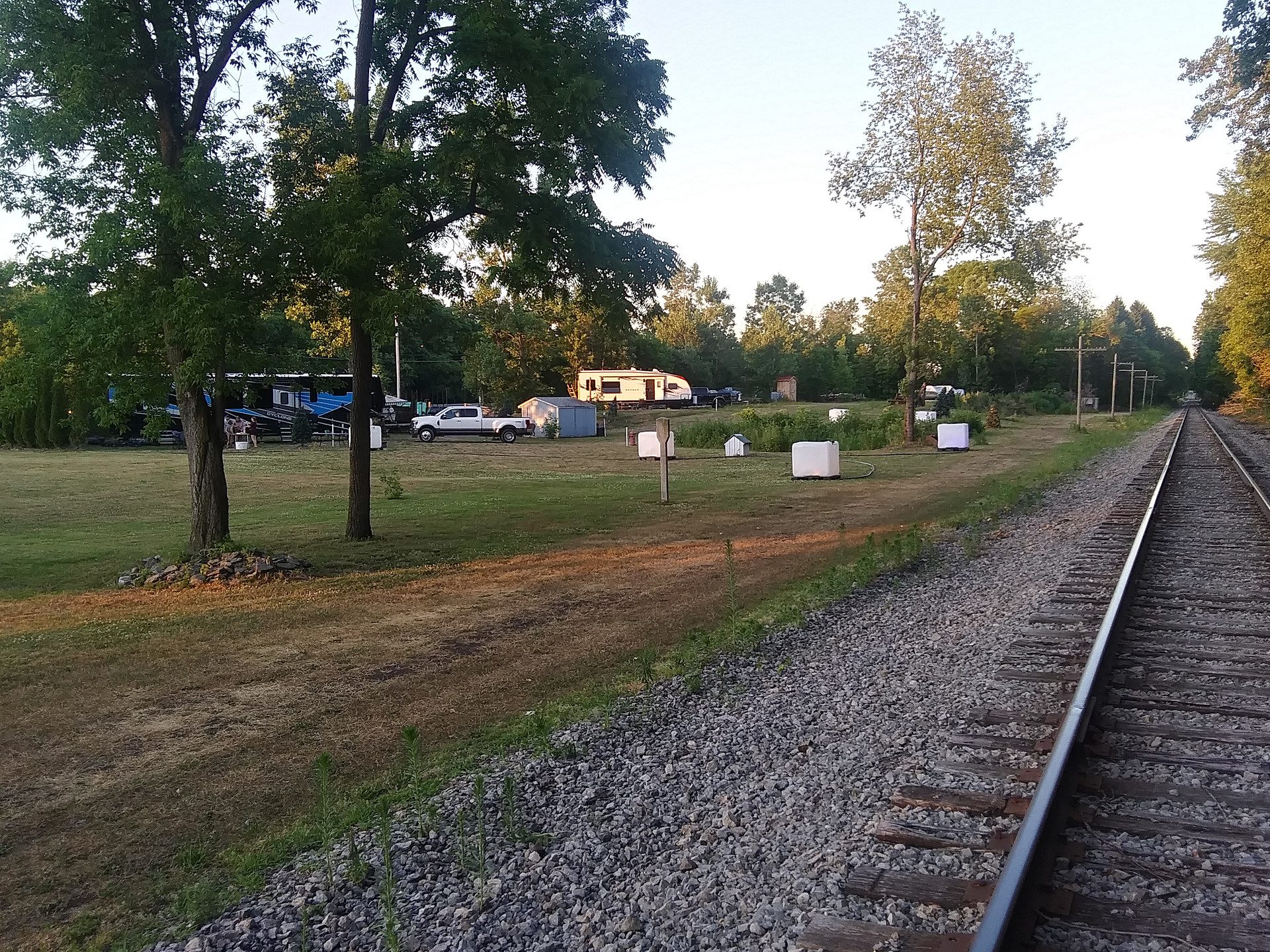 Our farthest western edge looking east / north into camp. Our property ends at the last telephone pole that you can see down along the tracks. 