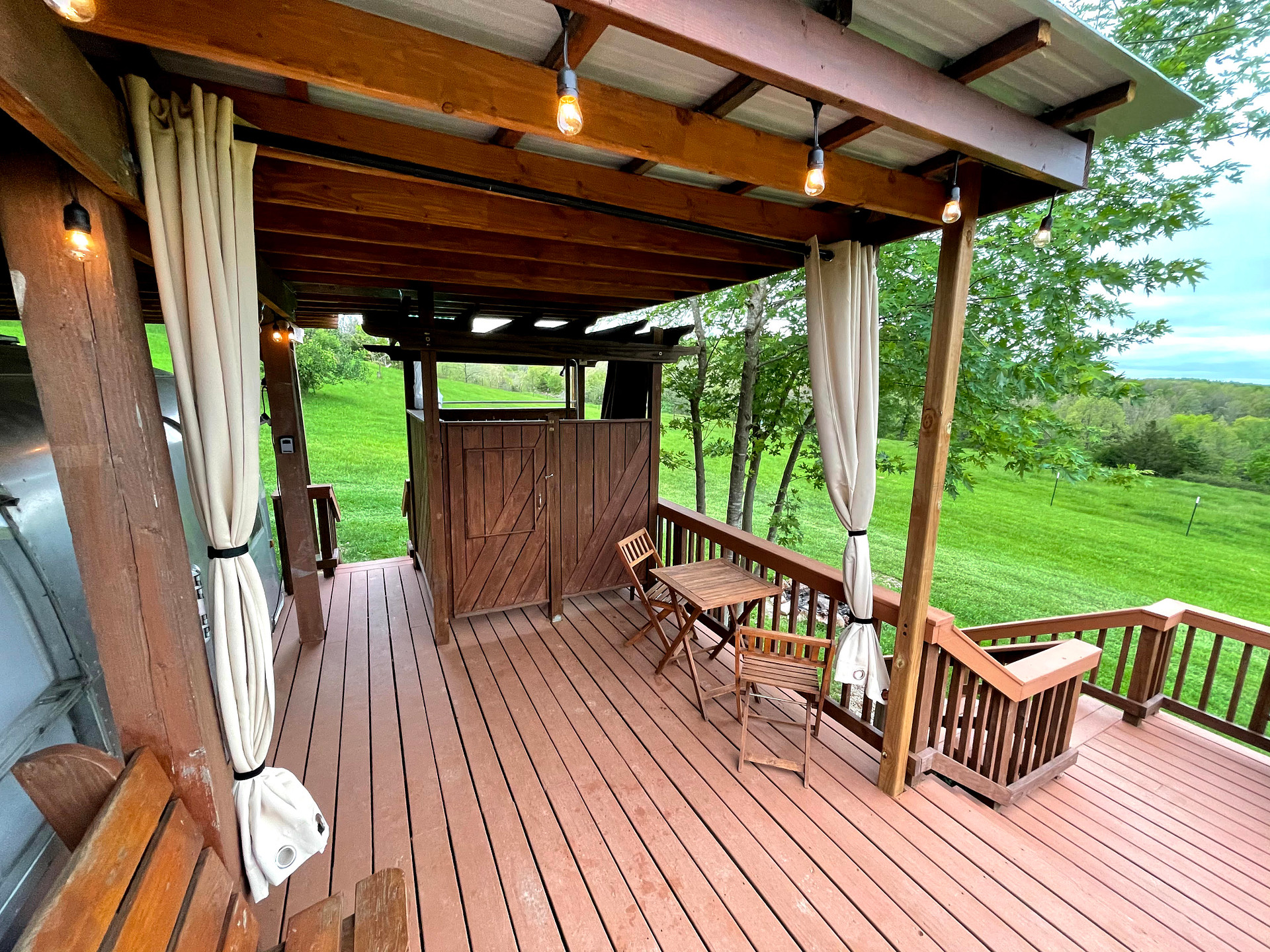 Airstream deck and outdoor shower