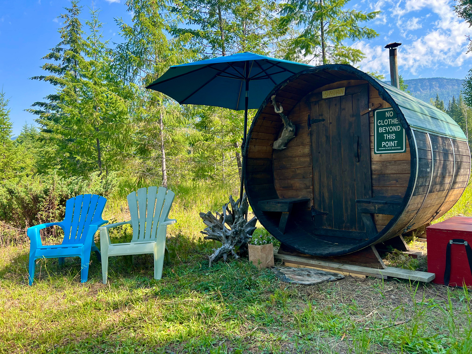 Our 4-person shared wood-fired sauna!
