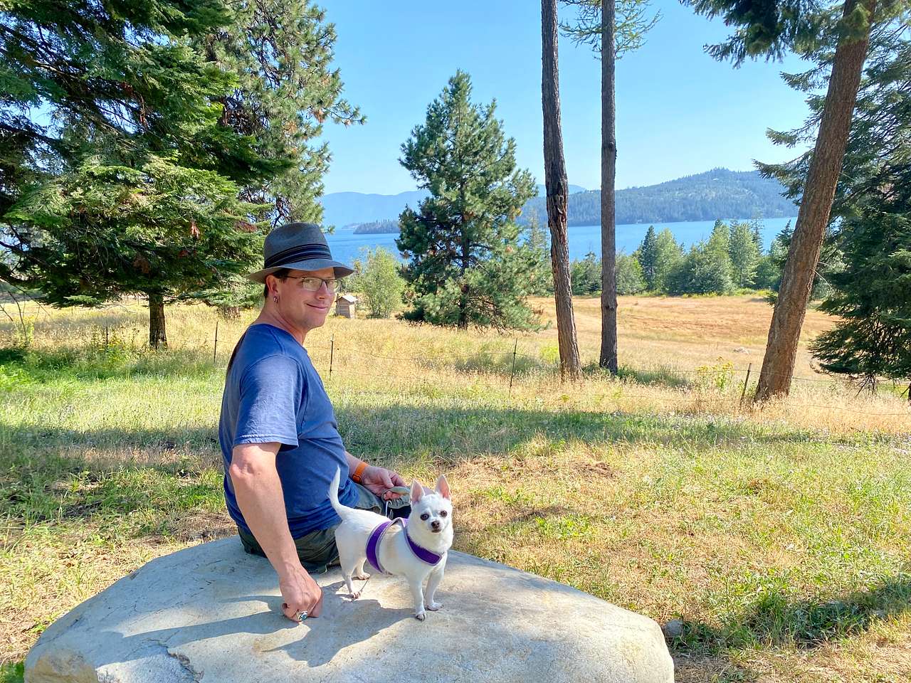 Sitting rock for lake viewing. 