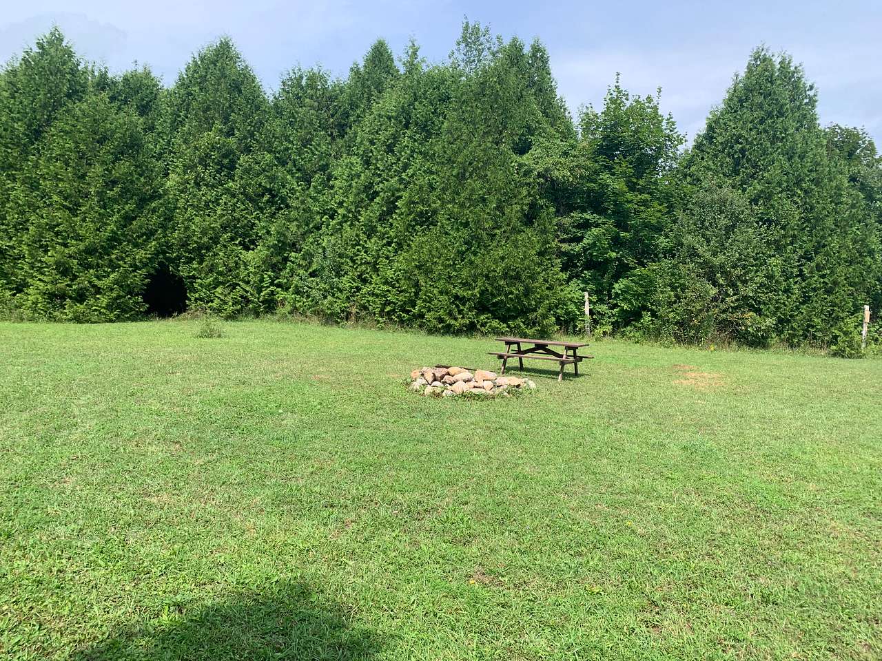 Site #1 Lake Level with an opening into the cedar forest for your hammock and shade 
