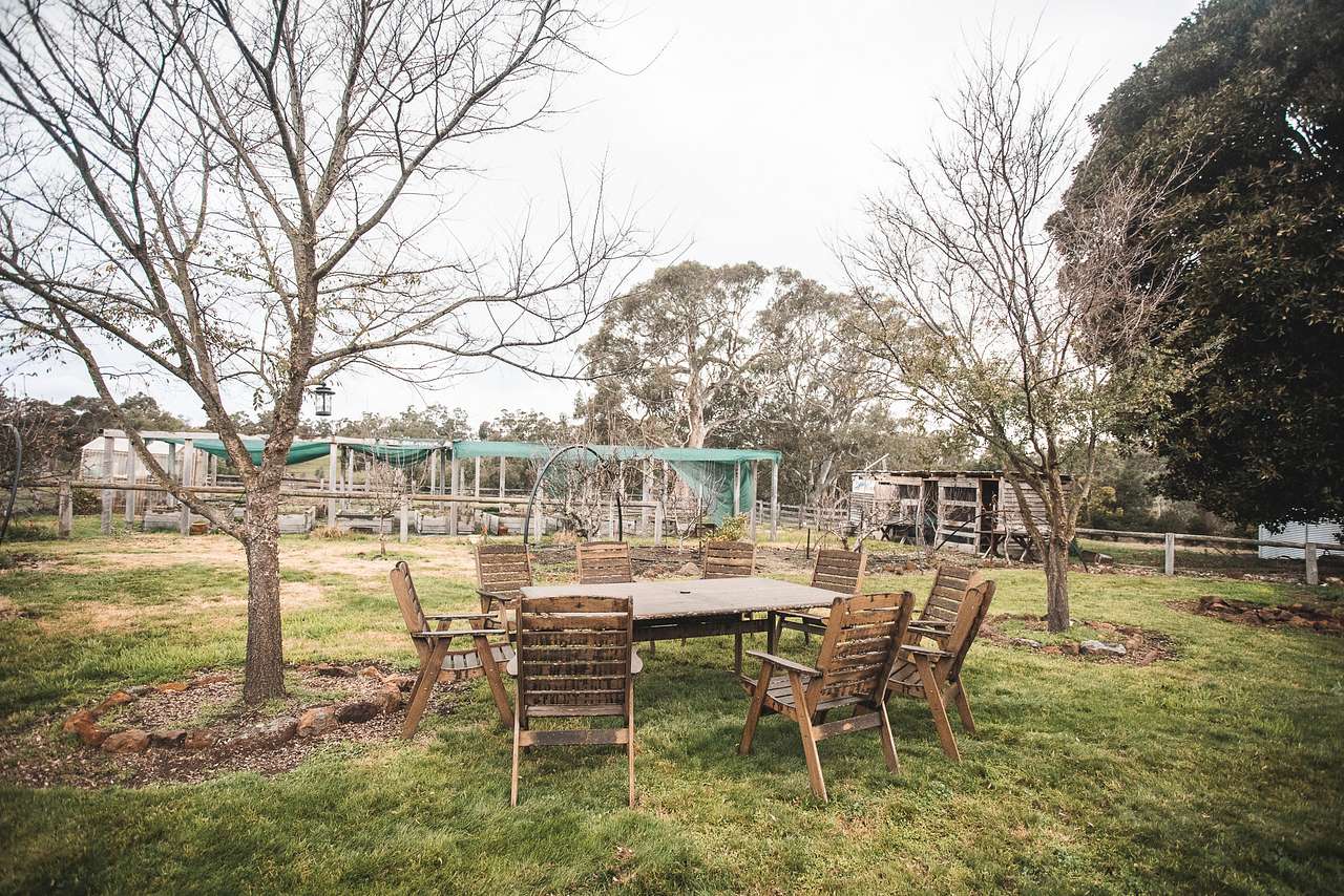Outdoor table in the backyard