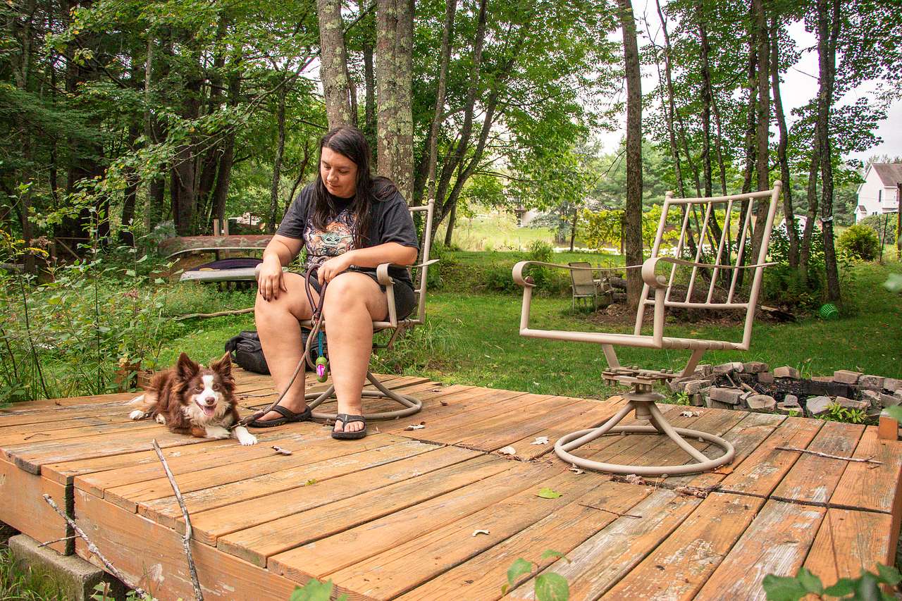 There was a raised deck with chairs