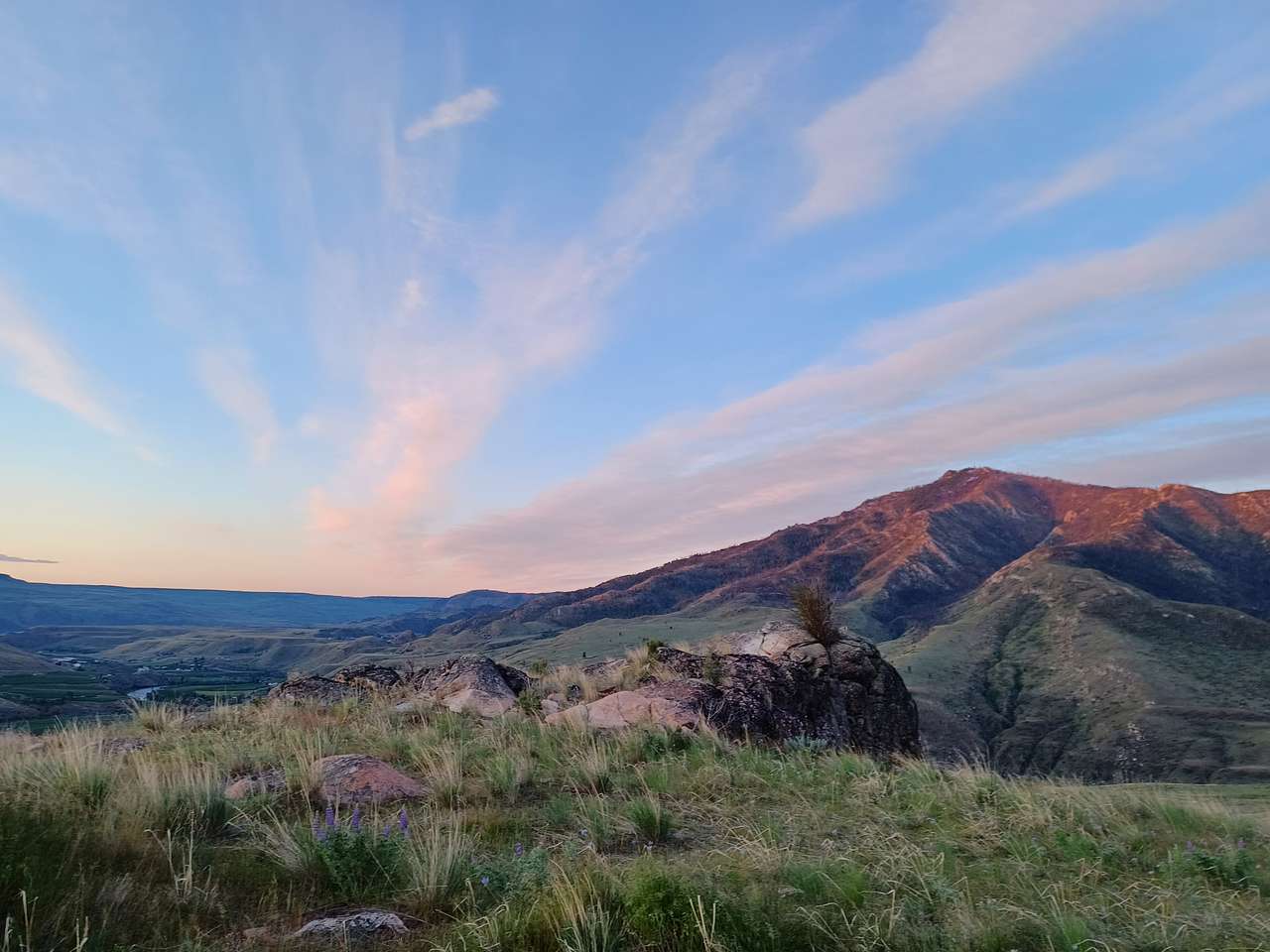 Sunrise shining on Billy Goat Mtn