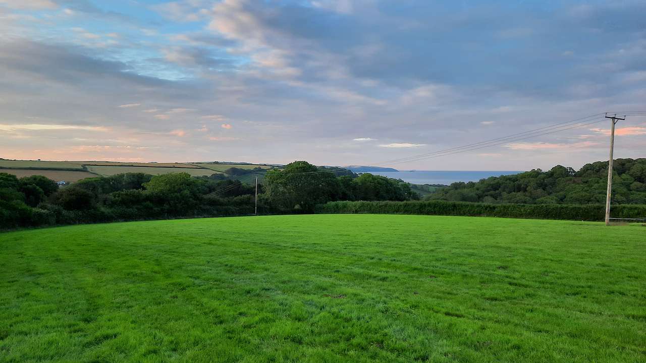 View from Pitch 3 over the sea at Start Bay