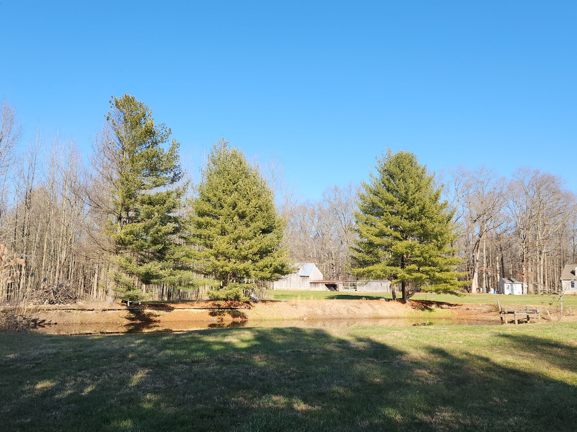 This shows you the first look of the property you see that shows the pond and barn in the back ground. 